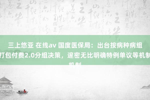 三上悠亚 在线av 国度医保局：出台按病种病组打包付费2.0分组决策，邃密无比明确特例单议等机制