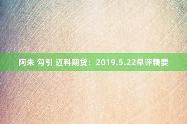 阿朱 勾引 迈科期货：2019.5.22早评精要