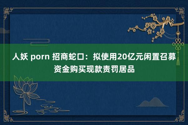 人妖 porn 招商蛇口：拟使用20亿元闲置召募资金购买现款责罚居品