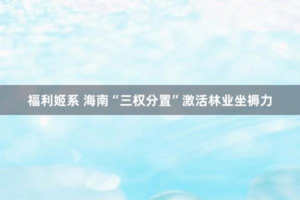 福利姬系 海南“三权分置”激活林业坐褥力