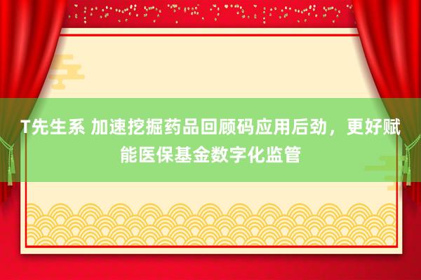 T先生系 加速挖掘药品回顾码应用后劲，更好赋能医保基金数字化监管