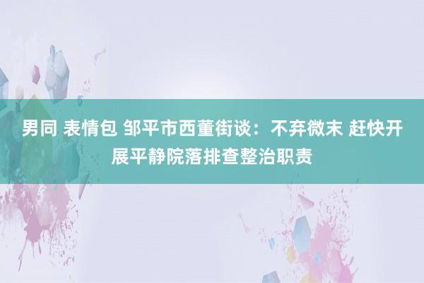 男同 表情包 邹平市西董街谈：不弃微末 赶快开展平静院落排查整治职责