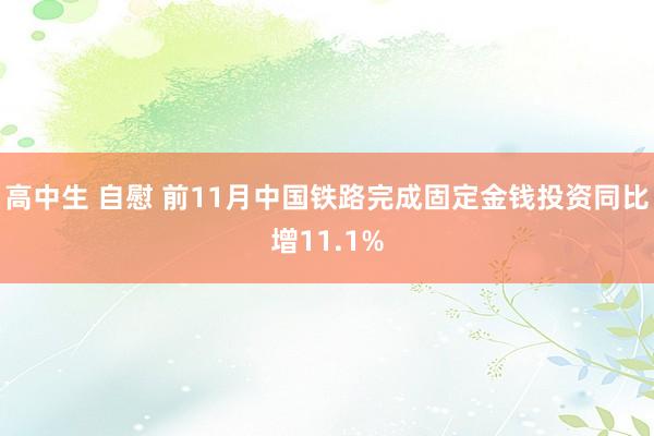 高中生 自慰 前11月中国铁路完成固定金钱投资同比增11.1%