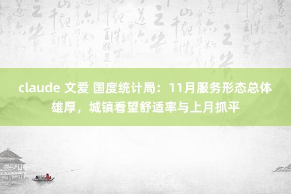 claude 文爱 国度统计局：11月服务形态总体雄厚，城镇看望舒适率与上月抓平