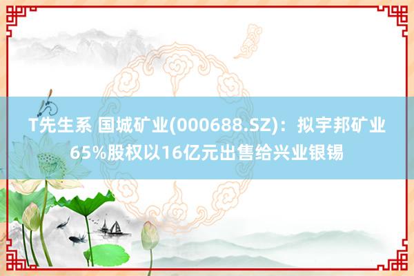 T先生系 国城矿业(000688.SZ)：拟宇邦矿业65%股权以16亿元出售给兴业银锡