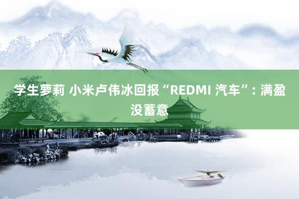 学生萝莉 小米卢伟冰回报“REDMI 汽车”: 满盈没蓄意