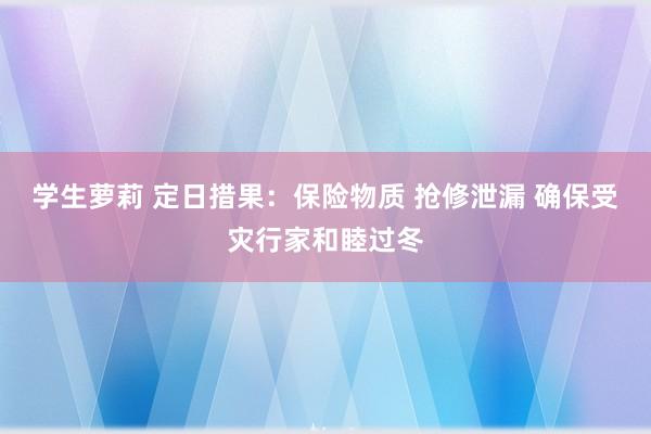 学生萝莉 定日措果：保险物质 抢修泄漏 确保受灾行家和睦过冬