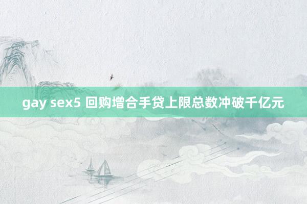 gay sex5 回购增合手贷上限总数冲破千亿元