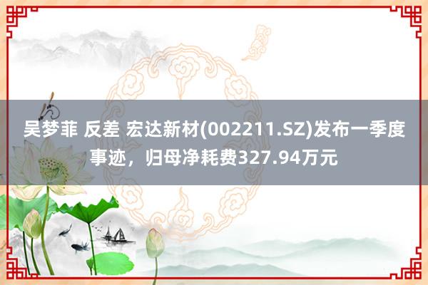吴梦菲 反差 宏达新材(002211.SZ)发布一季度事迹，归母净耗费327.94万元